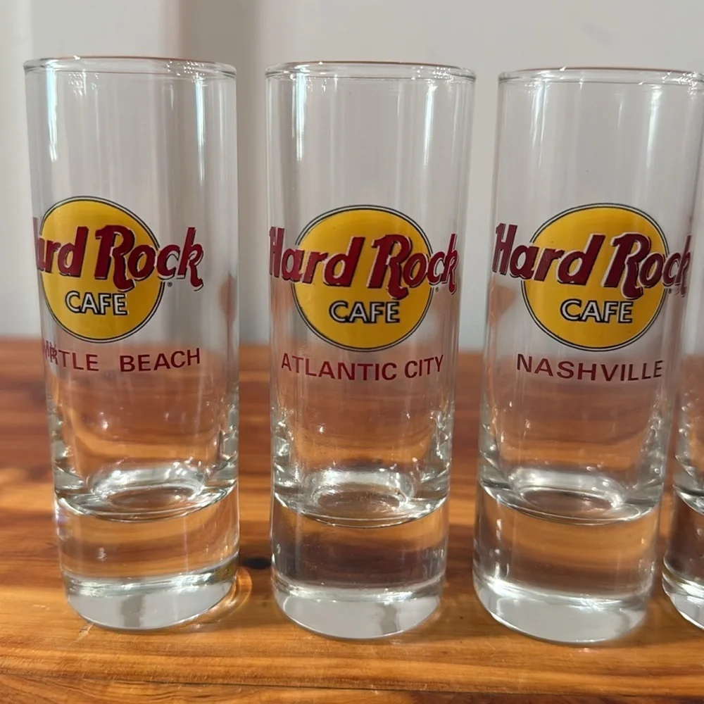 Set of 7 Hard Rock Cafe Collectors Tall Shot Glasses